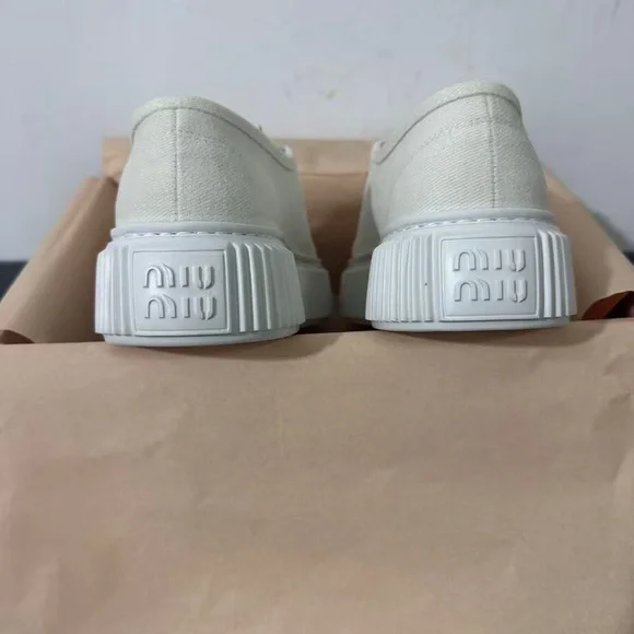 Miu Miu Canvas Platform Sneakers - White - Picture 2 of 4